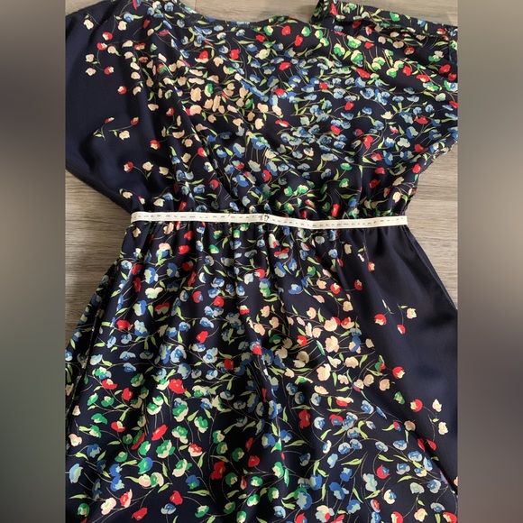 Navy blue and floral print dress - Picture 6 of 10